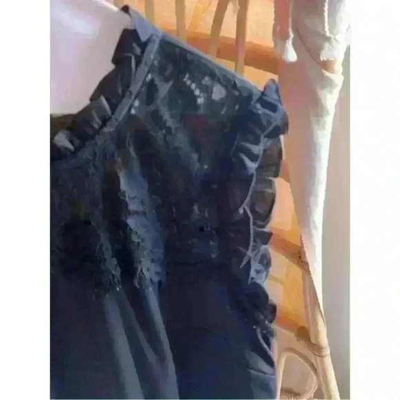 City chic sheer, black, high neck, sleeveless tunic. Size XXS/12. - Picture 2 of 4